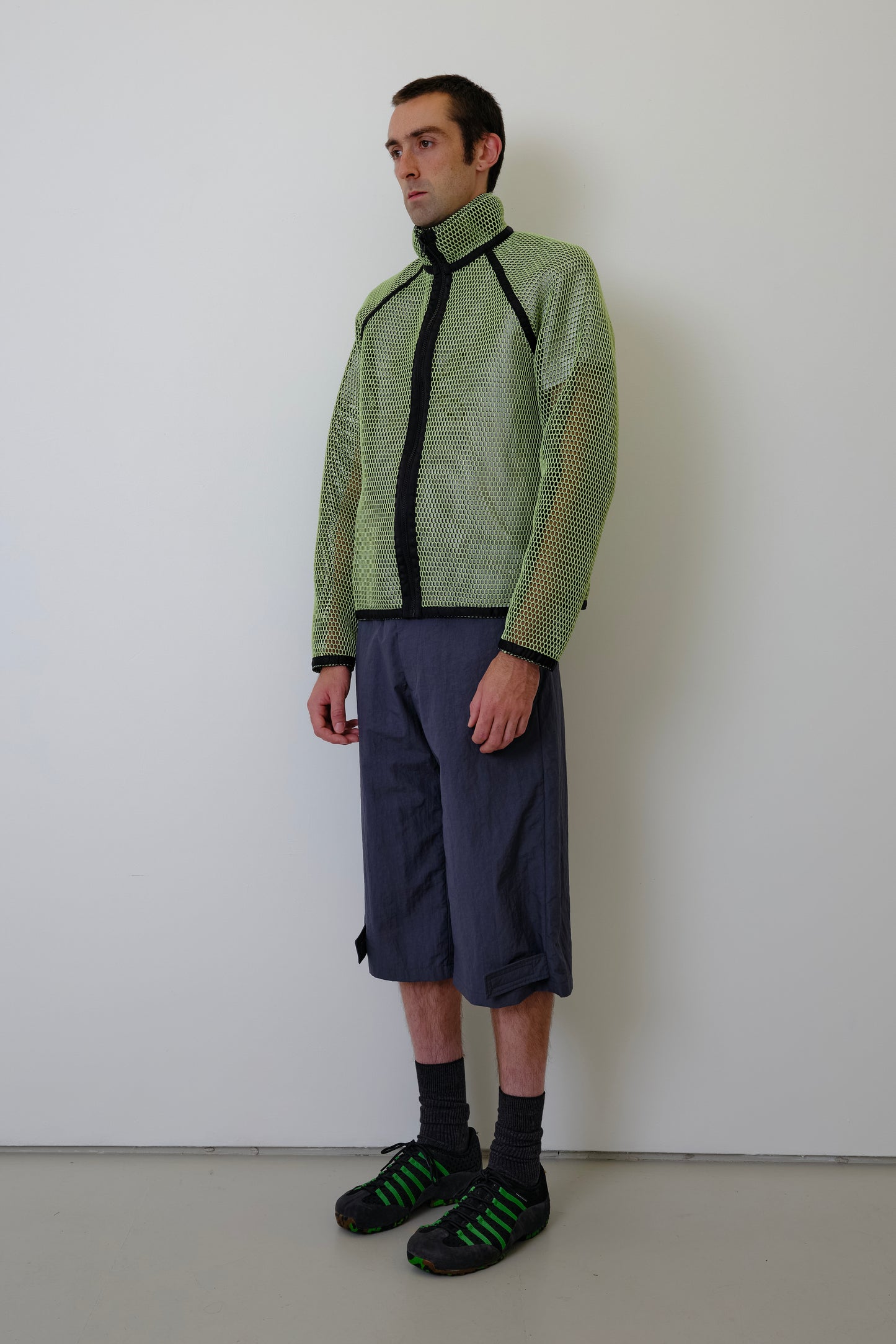 Reversible Bonded Mesh Zip Up - Green/Black