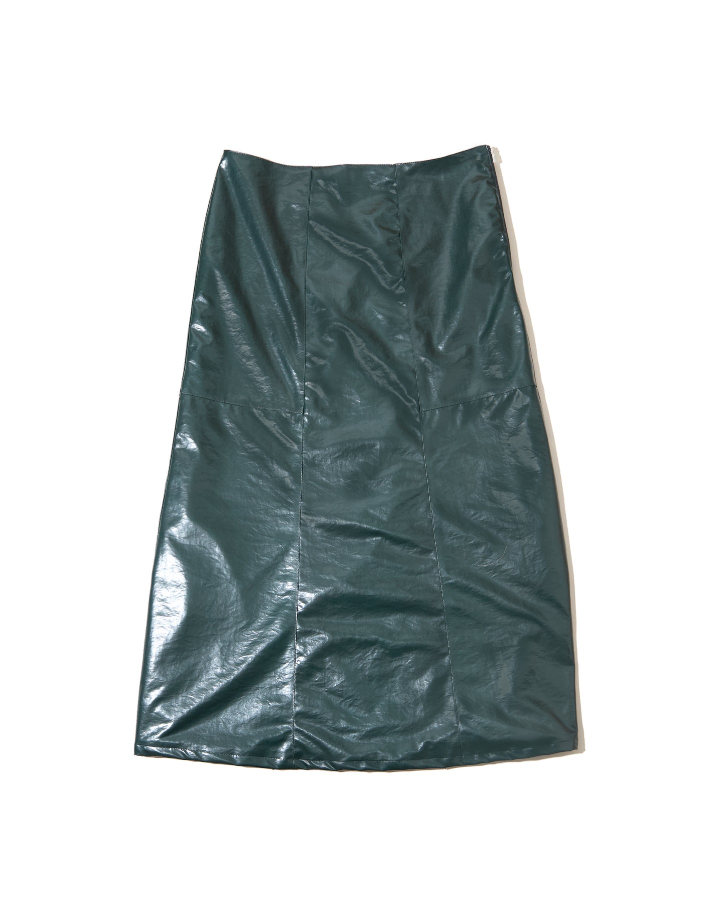 Panel Skirt - Bottle Green Laminated Nylon Canvas