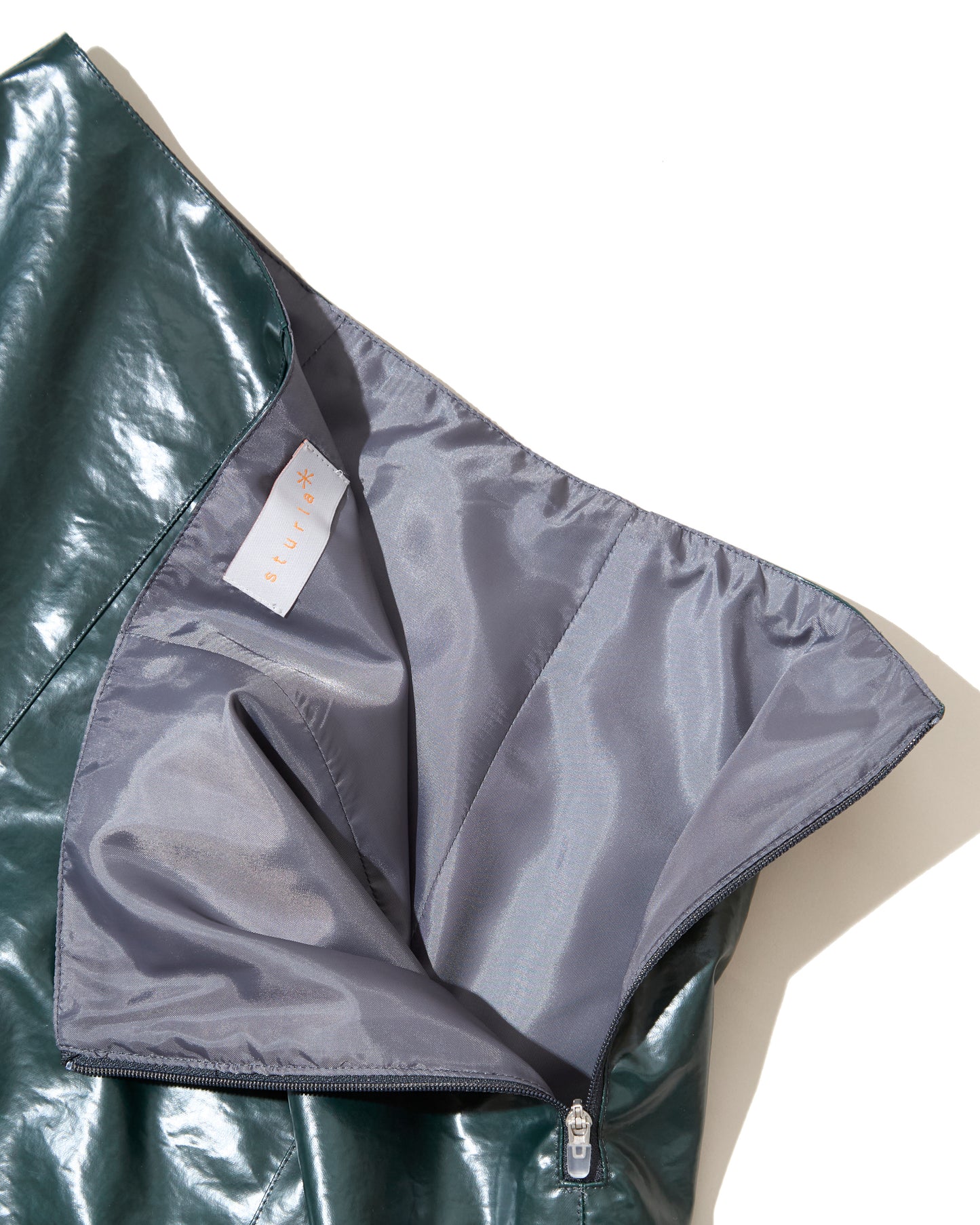 Panel Skirt - Bottle Green Laminated Nylon Canvas