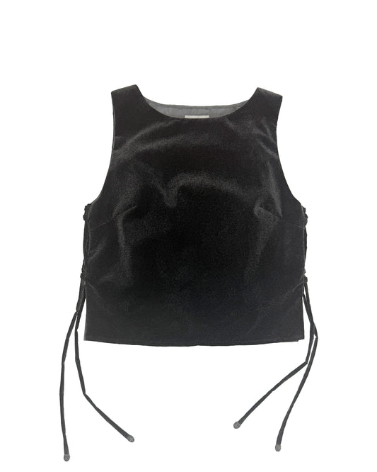 Side Tie Top - Charcoal Flocked Nylon