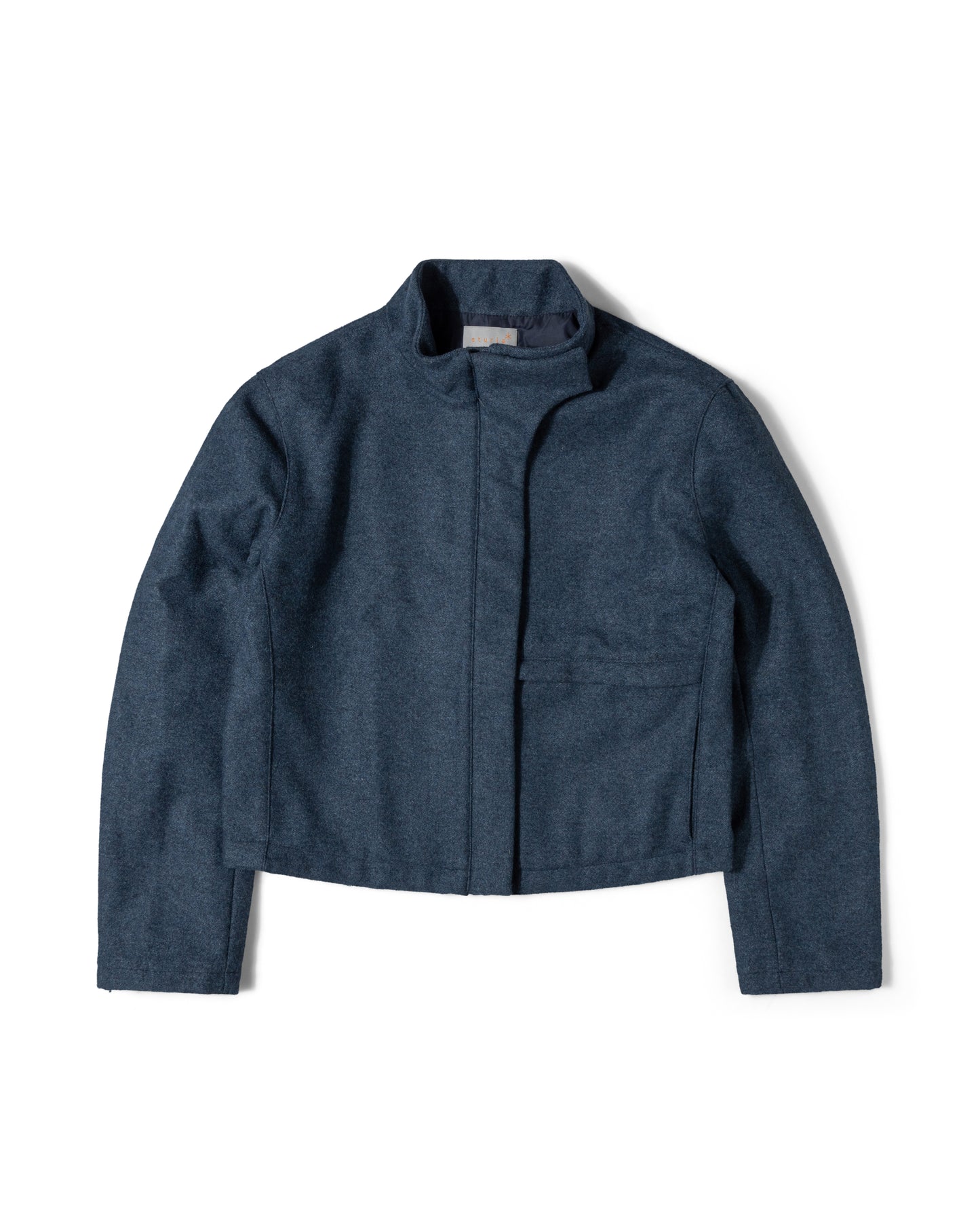 Curve Closure Jacket - Flecked Blue Wool