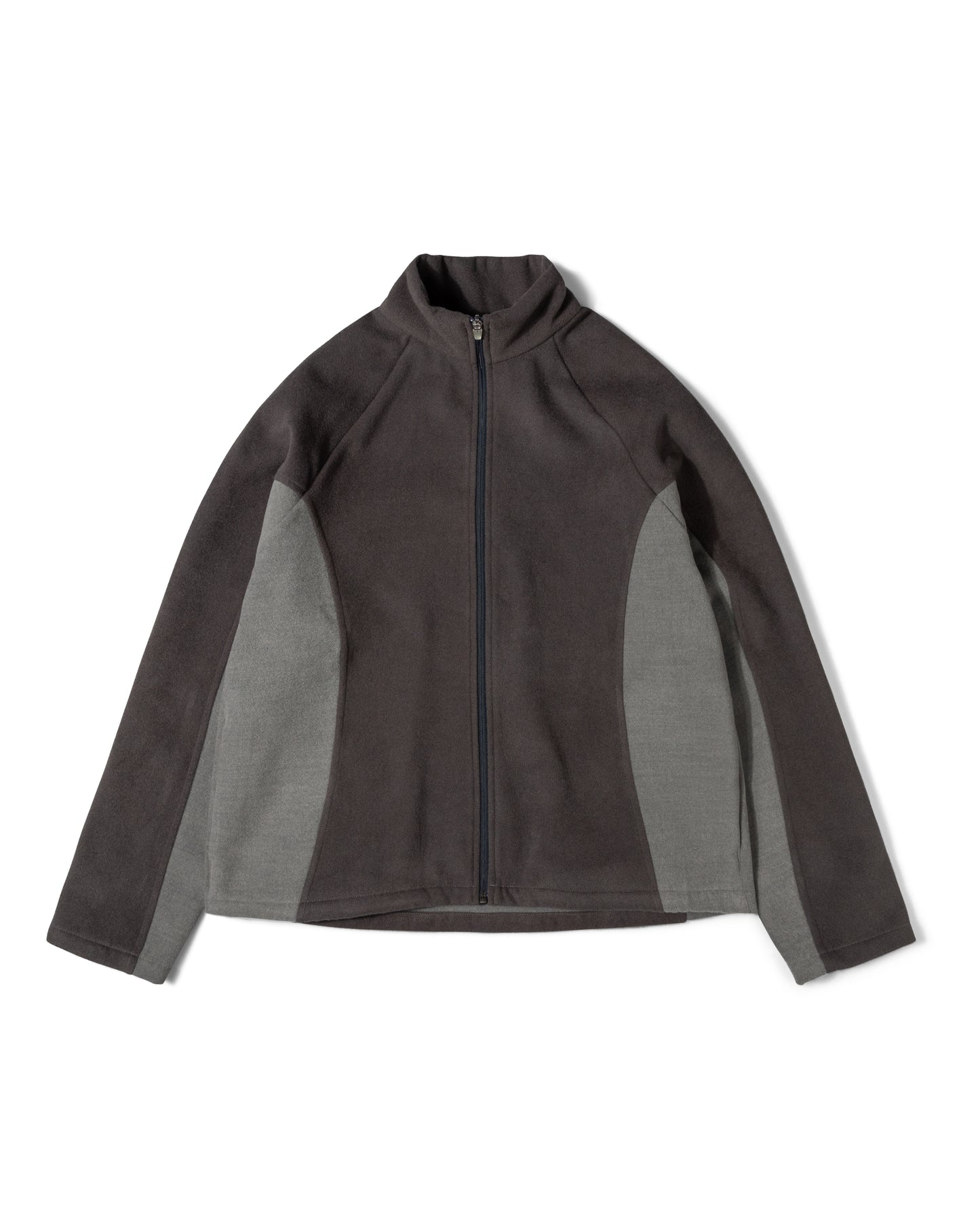 Panelled Zip Up - Double Grey Fuzzy Two Faced