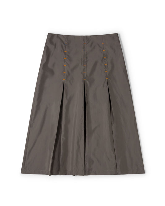 Multi Pleat Skirt - Mushroom Grey Nylon