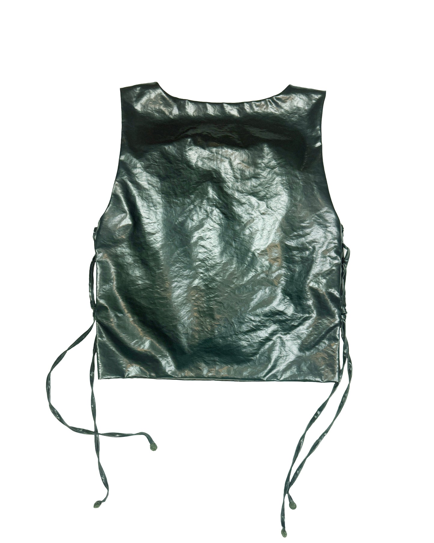 Side Tie Top - Bottle Green Laminated Nylon Canvas