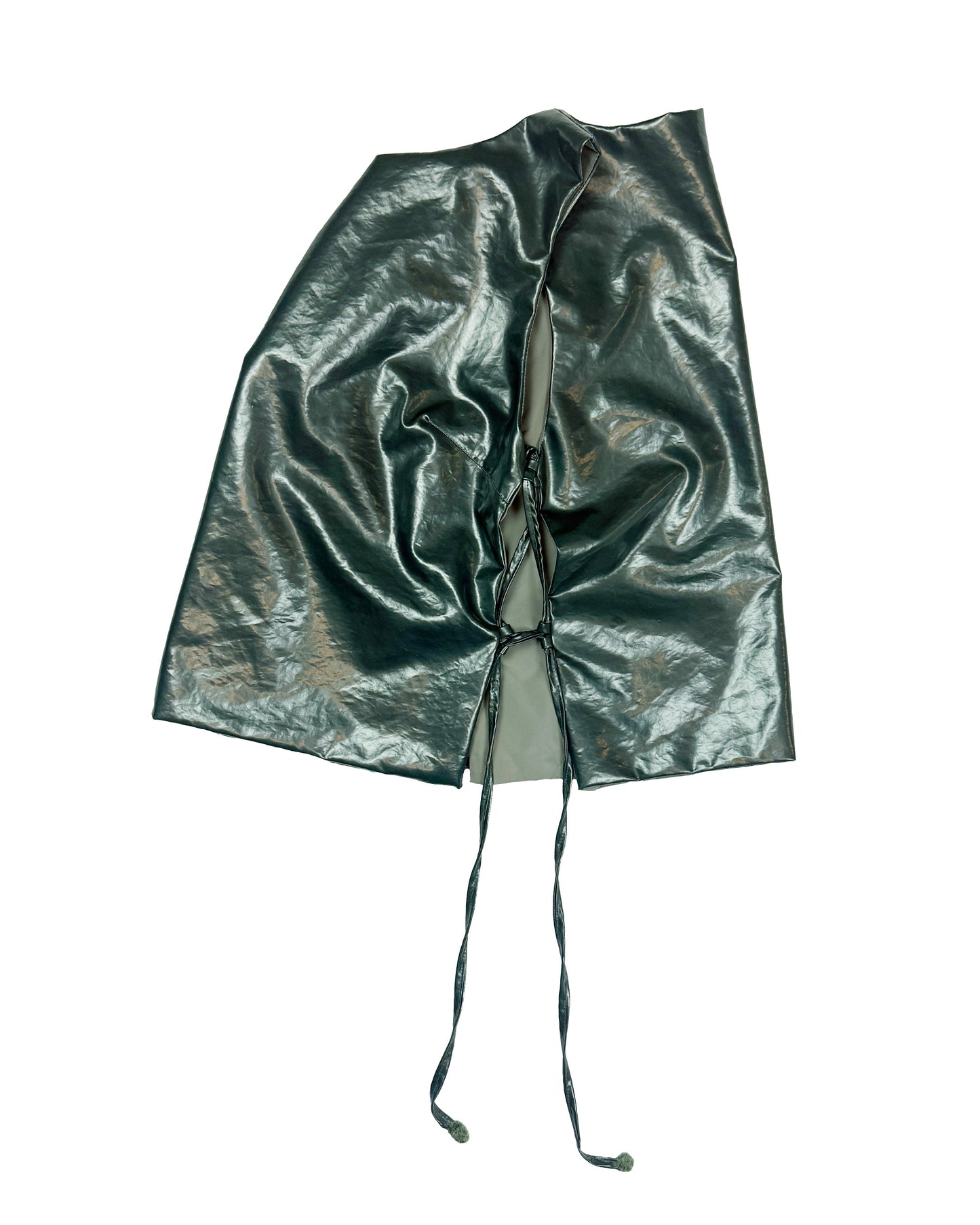 Side Tie Top - Bottle Green Laminated Nylon Canvas