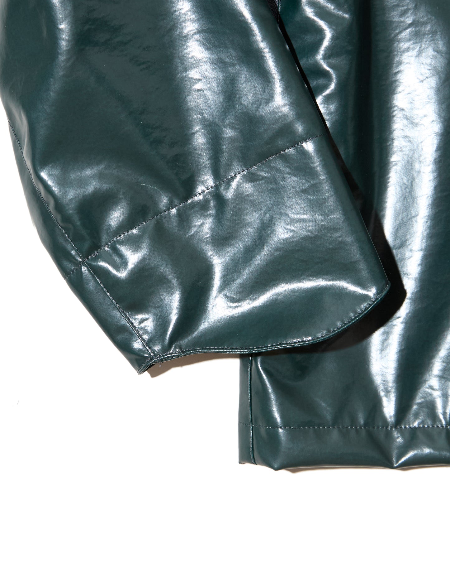 Tab Hooded Jacket - Bottle Green Laminated Nylon Canvas