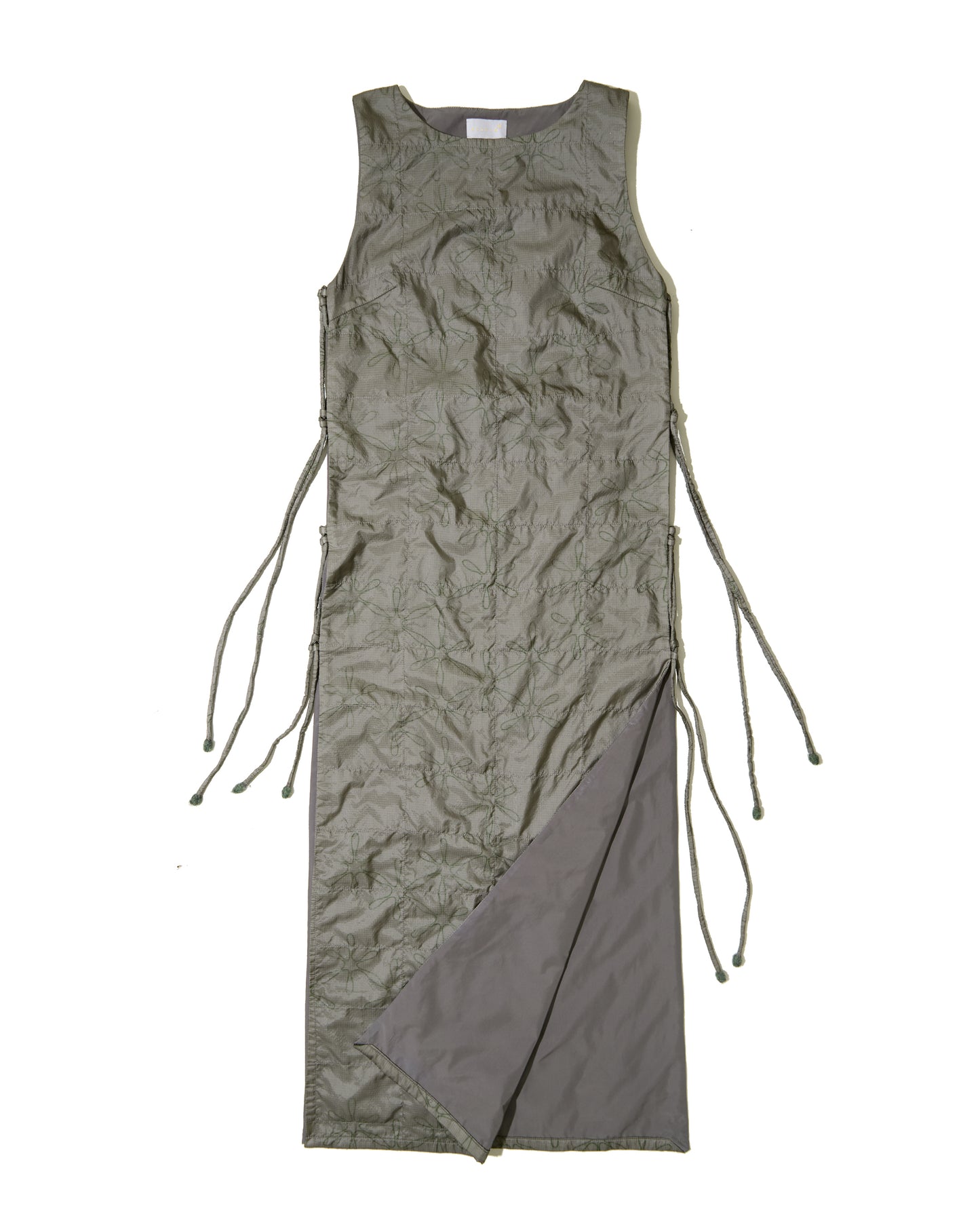 Grid Side Tie Dress - Grape Leaf Ripstop Nylon